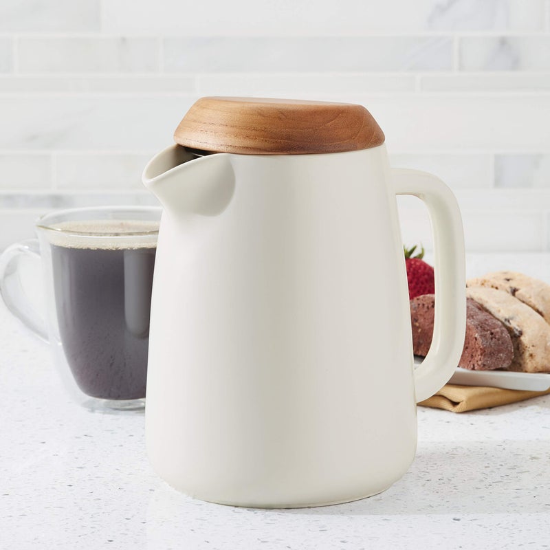 BonJour Wayfarer Ceramic Coffee Pot - 34 Ounce, Matte White - Image 2